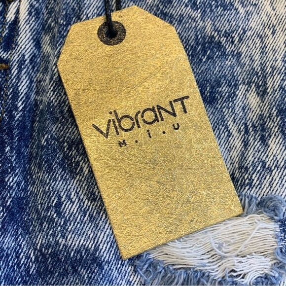 Vibrant Acid Wash High Rise Flare Leg Distressed Jeans Size 24 - Picture 7 of 11